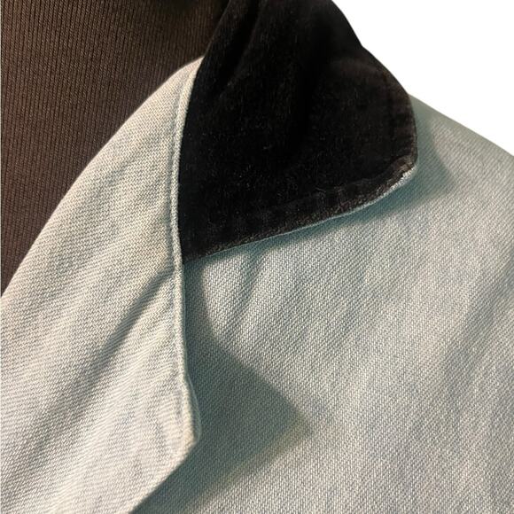 Vtg Denim Bird Leaf Applique Corduroy Collar Jacket Womens Sz M Oversized Boho - Picture 6 of 10